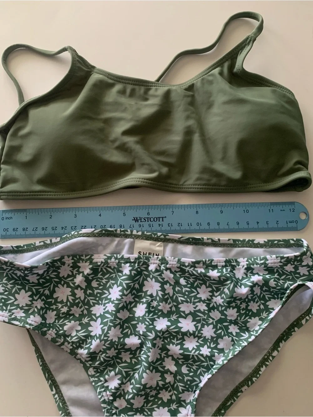 NEW SHEIN Teen Girls Green Floral Bikini Size 160 (13-14 yrs)